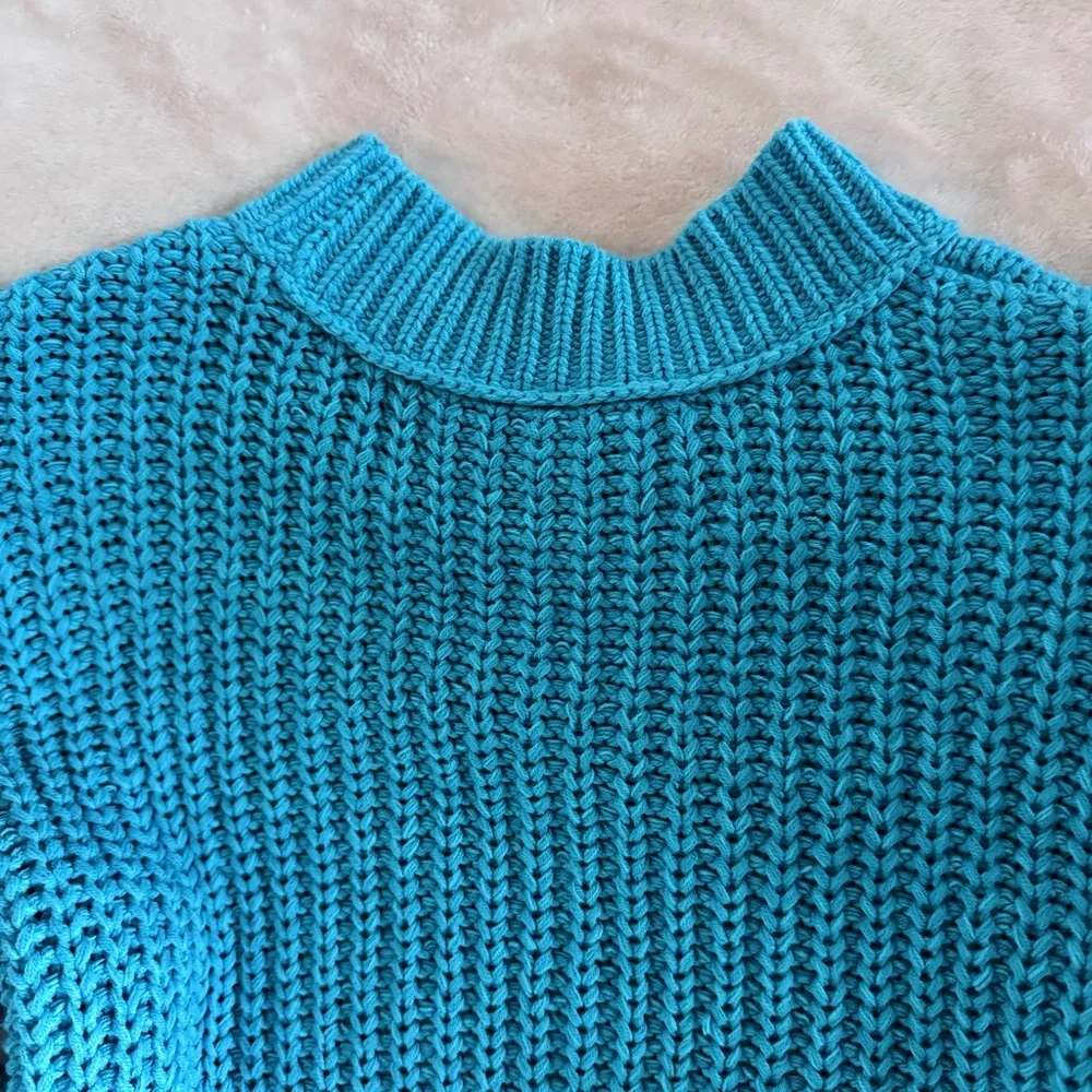 Free People Bell Song Pullover Sweater Teal Blue - Size S